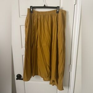 Universal Standard Palma Cupro Asymetrical Skirt - Small 14/16 - Mustard Yellow